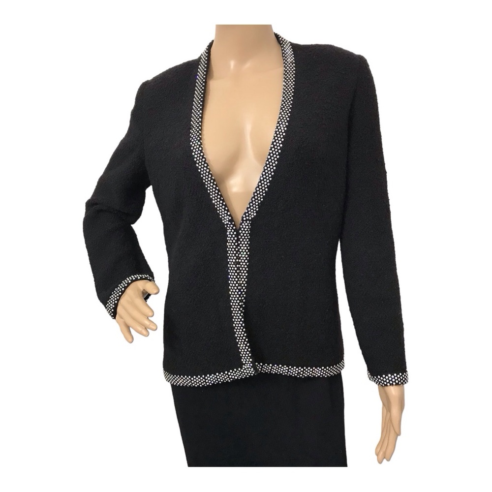 The Knit Couture Women's Black Knitting Warmer Terry  Blazer, M.